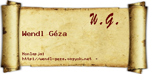 Wendl Géza névjegykártya